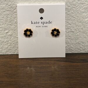 Kate Spade Black and Gold Tone Flower Earrings
